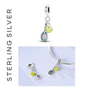 🌟925 Sterling Silver Racket and Ball Charm